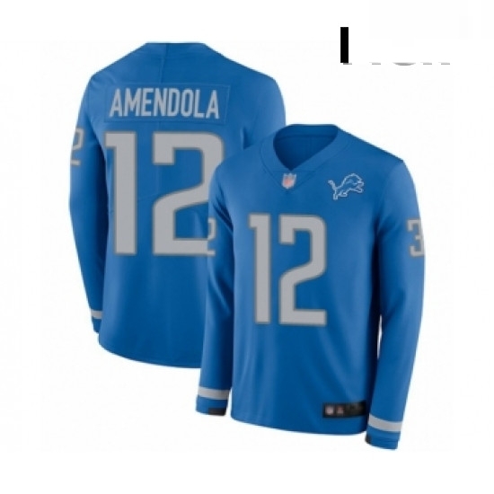 Men Detroit Lions 12 Danny Amendola Limited Blue Therma Long Sleeve Football Jersey Men Detroit Lions 12 Danny Amendola Limited Blue Therma Long Sleeve Football Jersey
