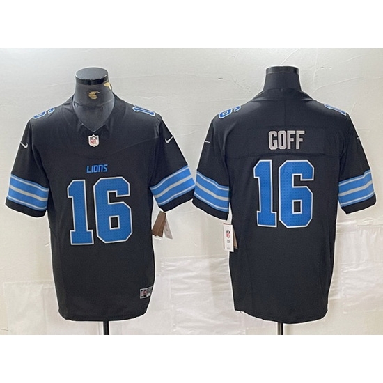 Men Detroit Lions 16 Jared Goff Black 2024 F U S E 2nd Alternate Vapor Limited Stitched Jersey Men Detroit Lions 16 Jared Goff Black 2024 F U S E 2nd Alternate Vapor Limited Stitched Jersey