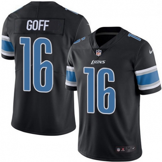 Men Detroit Lions 16 Jared Goff Black Men Stitched NFL Limited Rush Jersey Men Detroit Lions 16 Jared Goff Black Men Stitched NFL Limited Rush Jersey