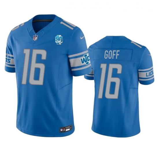 Men Detroit Lions 16 Jared Goff Blue 2023 F U S E 90th Anniversary Vapor Untouchable Limited Stitched Jersey Men Detroit Lions 16 Jared Goff Blue 2023 F U S E 90th Anniversary Vapor Untouchable Limited Stitched Jersey
