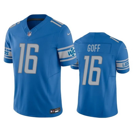 Men Detroit Lions 16 Jared Goff Blue 2023 F.U.S.E. Vapor Untouchable Limited Stitched Jersey Men Detroit Lions 16 Jared Goff Blue 2023 F.U.S.E. Vapor Untouchable Limited Stitched Jersey