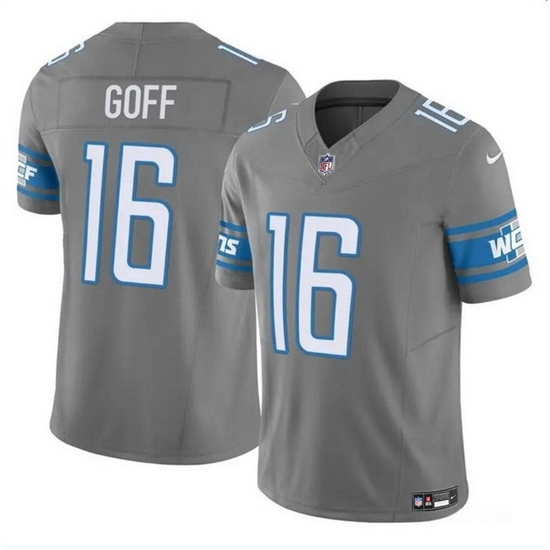 Men Detroit Lions 16 Jared Goff Grey 2023 F U S E Vapor Untouchable Limited Stitched Jersey Men Detroit Lions 16 Jared Goff Grey 2023 F U S E Vapor Untouchable Limited Stitched Jersey