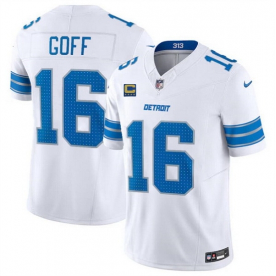 Men Detroit Lions 16 Jared Goff White 2024 F U S E With 4 Star C Patch Vapor Limited Stitched Jersey Men Detroit Lions 16 Jared Goff White 2024 F U S E With 4 Star C Patch Vapor Limited Stitched Jersey