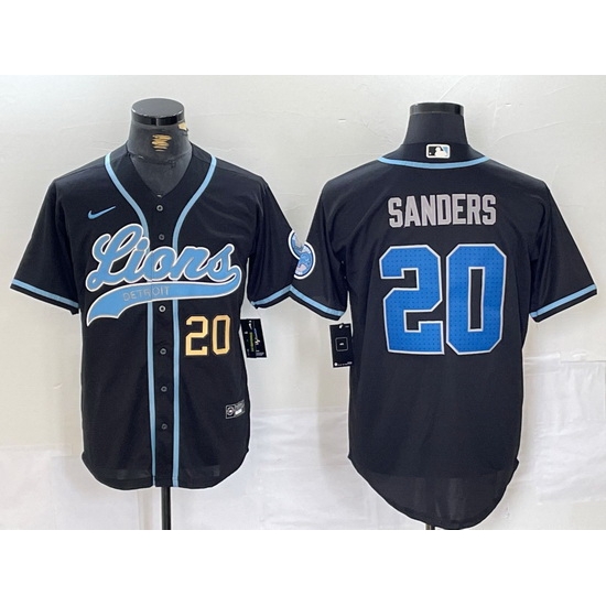 Men Detroit Lions 20 Barry Sanders Black Cool Base Stitched Baseball Jersey 1 Men Detroit Lions 20 Barry Sanders Black Cool Base Stitched Baseball Jersey 1