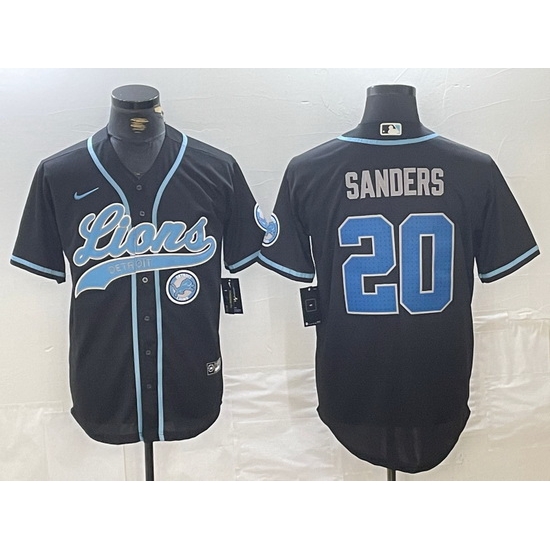 Men Detroit Lions 20 Barry Sanders Black Cool Base Stitched Baseball Jersey Men Detroit Lions 20 Barry Sanders Black Cool Base Stitched Baseball Jersey