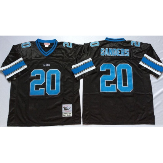 Men Detroit Lions 20 Barry Sanders Black M&N Throwback Jersey Men Detroit Lions 20 Barry Sanders Black M&N Throwback Jersey