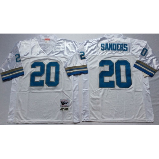 Men Detroit Lions 20 Barry Sanders White M&N Throwback Jersey Men Detroit Lions 20 Barry Sanders White M&N Throwback Jersey