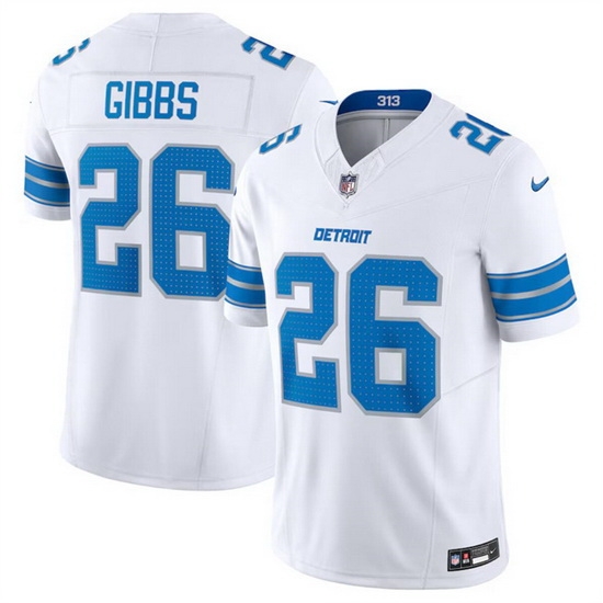 Men Detroit Lions 26 Jahmyr Gibbs White 2024 F U S E Vapor Limited Stitched Jersey Men Detroit Lions 26 Jahmyr Gibbs White 2024 F U S E Vapor Limited Stitched Jersey