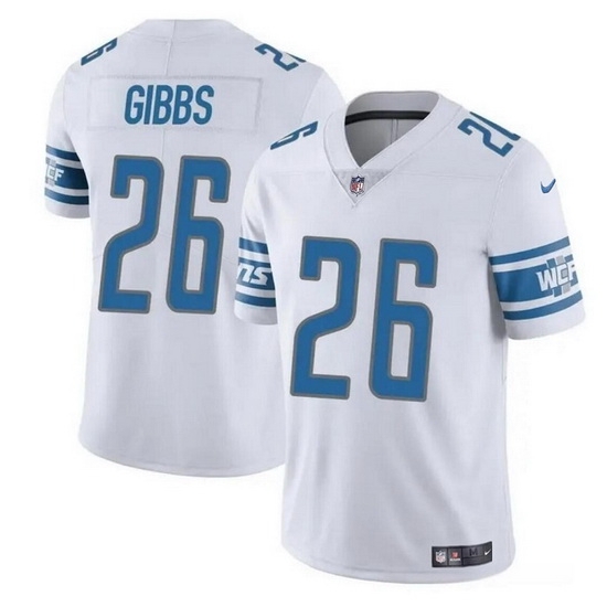 Men Detroit Lions 26 Jahmyr Gibbs White Vapor Untouchable Limited Stitched Jersey Men Detroit Lions 26 Jahmyr Gibbs White Vapor Untouchable Limited Stitched Jersey