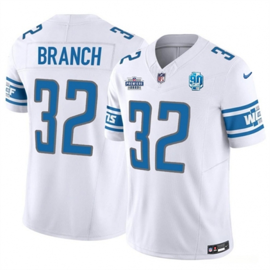 Men Detroit Lions 32 Brian Branch White 2023 F U S E With Prem1ere Patch 90th Anniversary Vapor Untouchable Limited Stitched Football Jersey Men Detroit Lions 32 Brian Branch White 2023 F U S E With Prem1ere Patch 90th Anniversary Vapor Untouchable Limited Stitched Football Jersey
