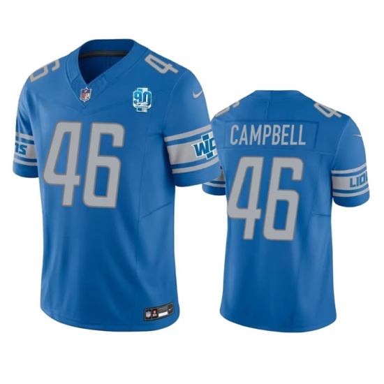 Men Detroit Lions 46 Jack Campbell Blue 2023 F U S E 90th Anniversary Vapor Untouchable Limited Stitched Jersey Men Detroit Lions 46 Jack Campbell Blue 2023 F U S E 90th Anniversary Vapor Untouchable Limited Stitched Jersey