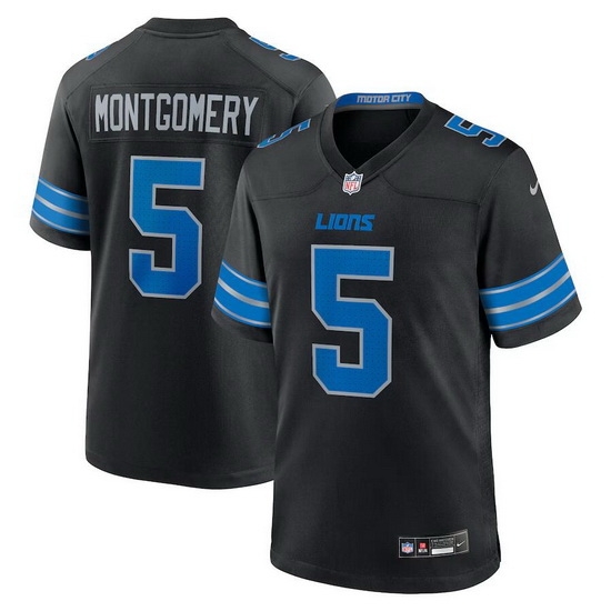 Men Detroit Lions 5 David Montgomery Black 2nd Alternate Stitched Game Jersey Men Detroit Lions 5 David Montgomery Black 2nd Alternate Stitched Game Jersey