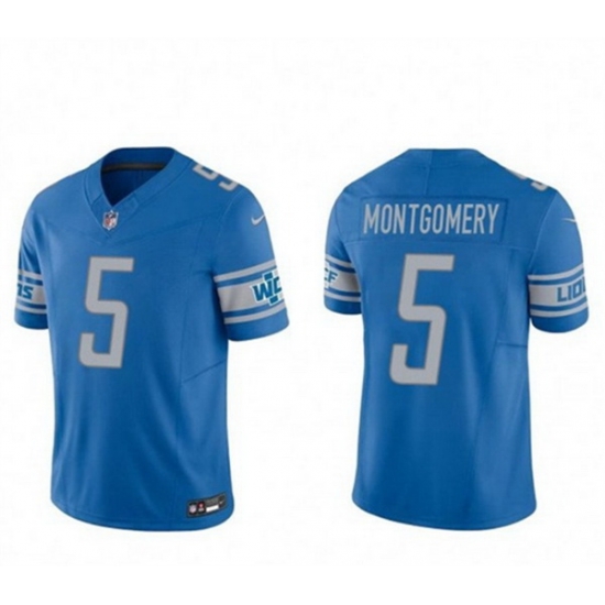 Men Detroit Lions 5 David Montgomery Blue 2023 F U S E Vapor Untouchable Limited Stitched Jersey Men Detroit Lions 5 David Montgomery Blue 2023 F U S E Vapor Untouchable Limited Stitched Jersey