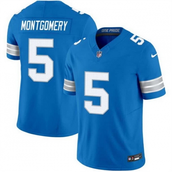 Men Detroit Lions 5 David Montgomery Blue 2024 F U S E Vapor Limited Stitched Jersey Men Detroit Lions 5 David Montgomery Blue 2024 F U S E Vapor Limited Stitched Jersey