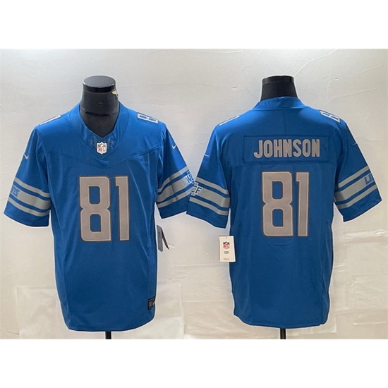 Men Detroit Lions 81 Calvin Johnson Blue 2023 F U S E Vapor Untouchable Limited Stitched Jersey Men Detroit Lions 81 Calvin Johnson Blue 2023 F U S E Vapor Untouchable Limited Stitched Jersey