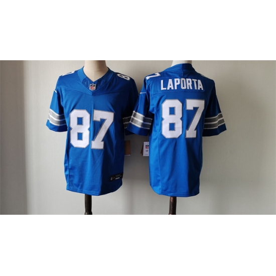 Men Detroit Lions 87 Sam LaPorta Blue 2024 F U S E Vapor Limited Stitched Jersey Men Detroit Lions 87 Sam LaPorta Blue 2024 F U S E Vapor Limited Stitched Jersey