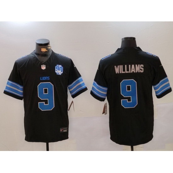 Men Detroit Lions 9 Jameson Williams Black 2024 F U S E 2nd Alternate With 90th Anniversary Patch Vapor Limited Stitched Jersey Men Detroit Lions 9 Jameson Williams Black 2024 F U S E 2nd Alternate With 90th Anniversary Patch Vapor Limited Stitched Jersey