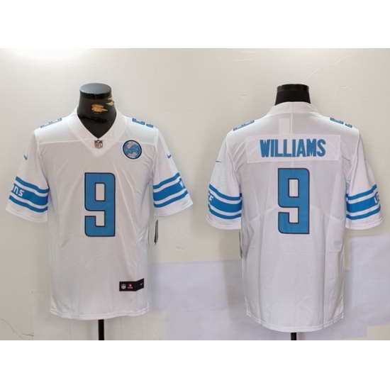 Men Detroit Lions 9 Jameson Williams White With Patch Vapor Untouchable Limited Stitched Jersey Men Detroit Lions 9 Jameson Williams White With Patch Vapor Untouchable Limited Stitched Jersey