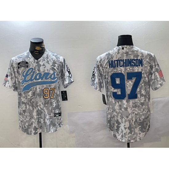 Men Detroit Lions 97 Aidan Hutchinson 2024 Arctic Camo Salute To Service Stitched Baseball Jersey 2 Men Detroit Lions 97 Aidan Hutchinson 2024 Arctic Camo Salute To Service Stitched Baseball Jersey 2