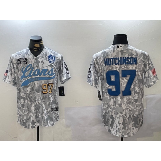 Men Detroit Lions 97 Aidan Hutchinson 2024 Arctic Camo Salute To Service Stitched Baseball Jersey 5 Men Detroit Lions 97 Aidan Hutchinson 2024 Arctic Camo Salute To Service Stitched Baseball Jersey 5