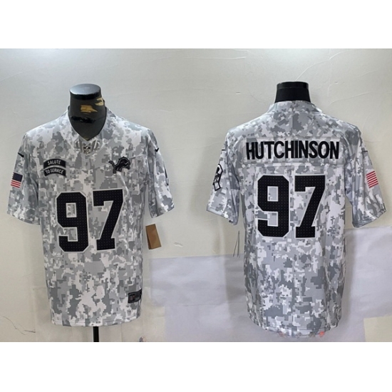 Men Detroit Lions 97 Aidan Hutchinson 2024 F U S E Arctic Camo Salute To Service Limited Stitched Football Jersey Men Detroit Lions 97 Aidan Hutchinson 2024 F U S E Arctic Camo Salute To Service Limited Stitched Football Jersey