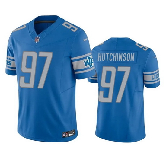 Men Detroit Lions 97 Aidan Hutchinson Blue 2023 F.U.S.E. Vapor Untouchable Limited Stitched Jersey Men Detroit Lions 97 Aidan Hutchinson Blue 2023 F.U.S.E. Vapor Untouchable Limited Stitched Jersey