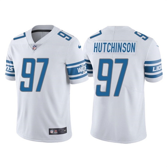 Men Detroit Lions 97 Aidan Hutchinson White NFL Draft Vapor Untouchable Limited Stitched Jersey Men Detroit Lions 97 Aidan Hutchinson White NFL Draft Vapor Untouchable Limited Stitched Jersey