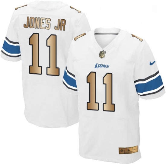 Men Nike Detroit Lions 11 Marvin Jones Jr Elite WhiteGold NFL Jersey Men Nike Detroit Lions 11 Marvin Jones Jr Elite WhiteGold NFL Jersey