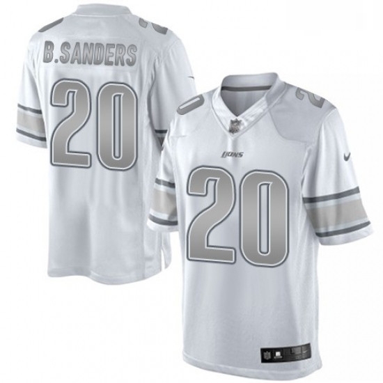 Men Nike Detroit Lions 20 Barry Sanders Limited White Platinum NFL Jersey Men Nike Detroit Lions 20 Barry Sanders Limited White Platinum NFL Jersey