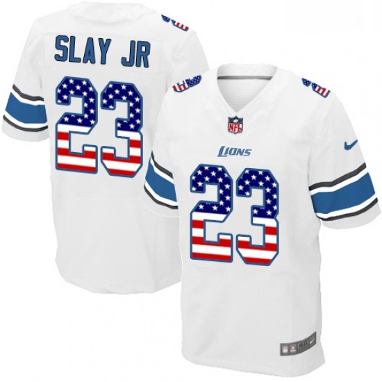 Men Nike Detroit Lions 23 Darius Slay Jr Elite White Road USA Flag Fashion NFL Jersey Men Nike Detroit Lions 23 Darius Slay Jr Elite White Road USA Flag Fashion NFL Jersey