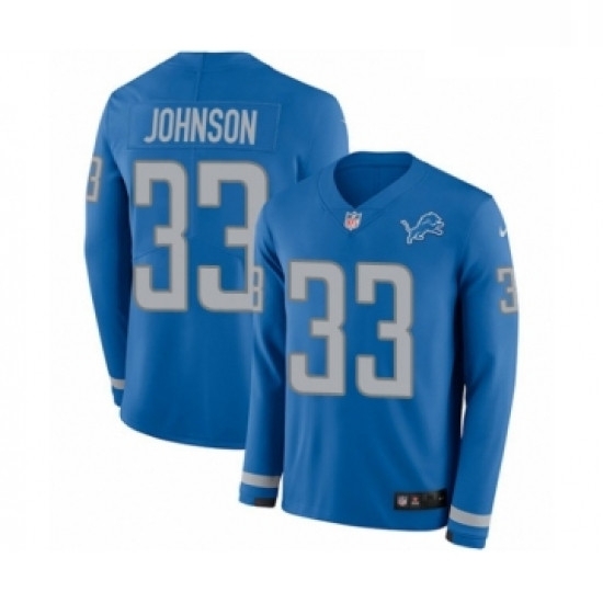 Men Nike Detroit Lions 33 Kerryon Johnson Limited Blue Therma Long Sleeve NFL Jersey Men Nike Detroit Lions 33 Kerryon Johnson Limited Blue Therma Long Sleeve NFL Jersey