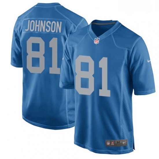 Men Nike Detroit Lions 81 Calvin Johnson Game Blue Alternate NFL Jersey Men Nike Detroit Lions 81 Calvin Johnson Game Blue Alternate NFL Jersey