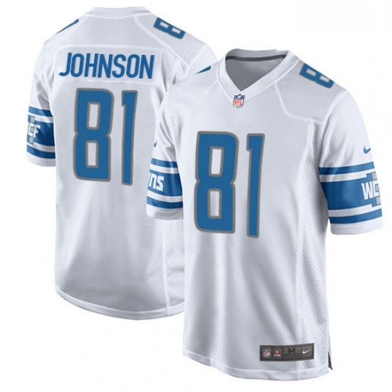 Men Nike Detroit Lions 81 Calvin Johnson Game White NFL Jersey Men Nike Detroit Lions 81 Calvin Johnson Game White NFL Jersey