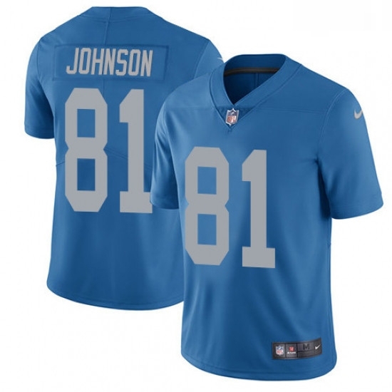 Men Nike Detroit Lions 81 Calvin Johnson Limited Blue Alternate Vapor Untouchable NFL Jersey Men Nike Detroit Lions 81 Calvin Johnson Limited Blue Alternate Vapor Untouchable NFL Jersey