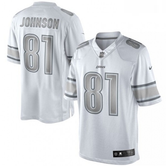 Men Nike Detroit Lions 81 Calvin Johnson Limited White Platinum NFL Jersey Men Nike Detroit Lions 81 Calvin Johnson Limited White Platinum NFL Jersey