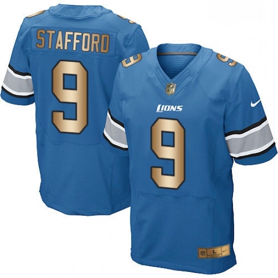 Men Nike Detroit Lions 9 Matthew Stafford Elite BlueGold Team Color NFL Jersey Men Nike Detroit Lions 9 Matthew Stafford Elite BlueGold Team Color NFL Jersey