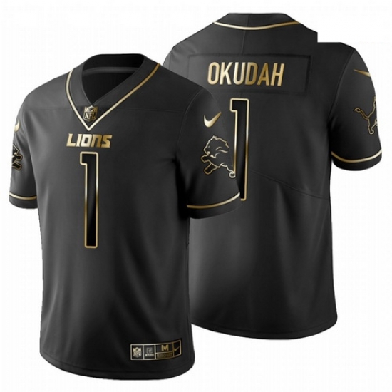 Men Nike Lions 1 Jeff Okudah Black Vapor Limited Jersey 2020 NFL Draft Golden Edition Men Nike Lions 1 Jeff Okudah Black Vapor Limited Jersey 2020 NFL Draft Golden Edition