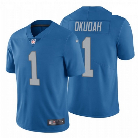 Men Nike Lions 1 Jeff Okudah Blue Vapor Jersey 2020 NFL Draft Men Nike Lions 1 Jeff Okudah Blue Vapor Jersey 2020 NFL Draft