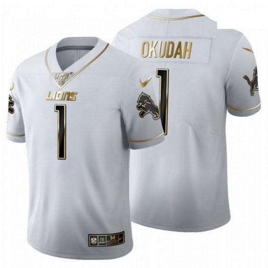 Men Nike Lions 1 Jeff Okudah White Vapor Limited Jersey 2020 NFL Draft Golden Edition Men Nike Lions 1 Jeff Okudah White Vapor Limited Jersey 2020 NFL Draft Golden Edition