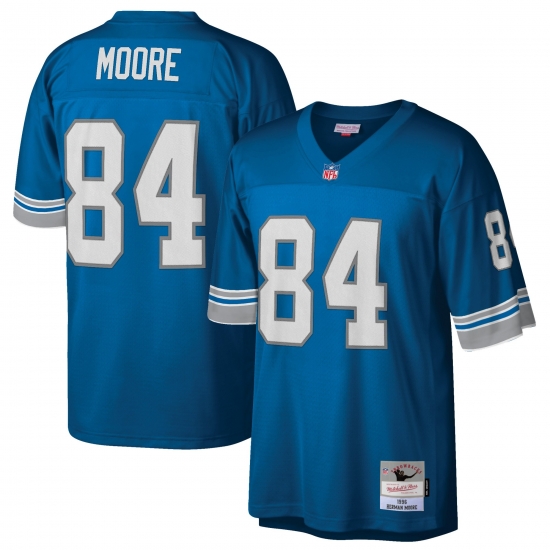 Men's Detroit Lions #84 Herman Moore Mitchell & Ness 1996 Blue Throwback Jersey Men's Detroit Lions #84 Herman Moore Mitchell & Ness 1996 Blue Throwback Jersey