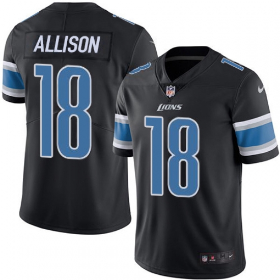 Nike Detroit Lions 18 Geronimo Allison Black Men Stitched NFL Limited Rush Jersey Nike Detroit Lions 18 Geronimo Allison Black Men Stitched NFL Limited Rush Jersey
