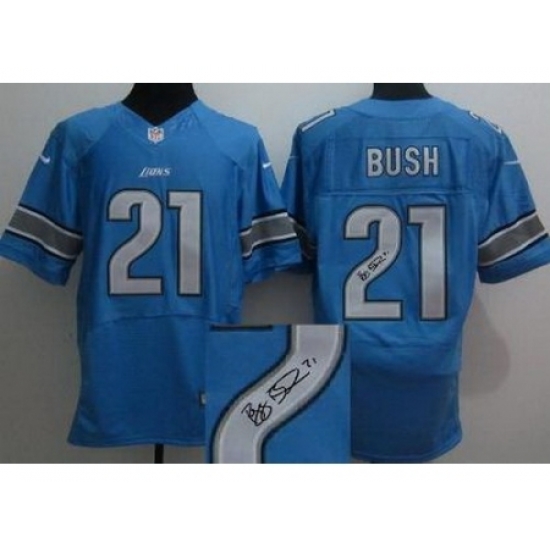 Nike Detroit Lions 21 Reggie Bush Blue Elite Signed NFL Jersey Nike Detroit Lions 21 Reggie Bush Blue Elite Signed NFL Jersey