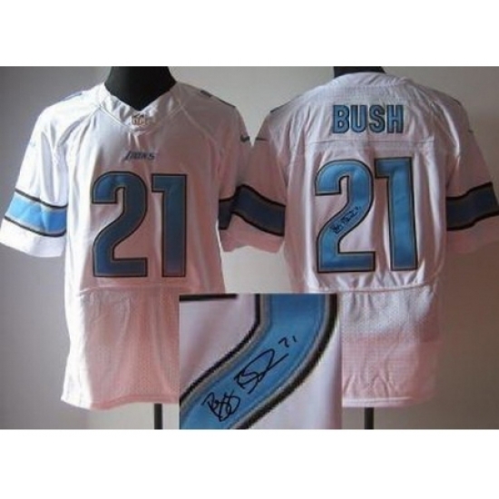 Nike Detroit Lions 21 Reggie Bush White Elite Signed NFL Jersey Nike Detroit Lions 21 Reggie Bush White Elite Signed NFL Jersey
