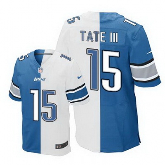 Nike Lions #15 Golden Tate III Blue White Mens Stitched NFL Elite Split Jersey Nike Lions #15 Golden Tate III Blue White Mens Stitched NFL Elite Split Jersey