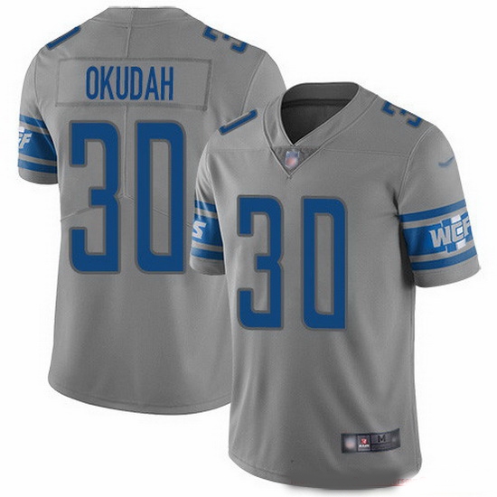 Nike Lions 30 Jeff Okudah Gray Men Stitched NFL Limited Inverted Legend Jersey Nike Lions 30 Jeff Okudah Gray Men Stitched NFL Limited Inverted Legend Jersey