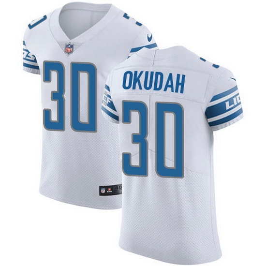 Nike Lions 30 Jeff Okudah White Men Stitched NFL New Elite Jersey Nike Lions 30 Jeff Okudah White Men Stitched NFL New Elite Jersey