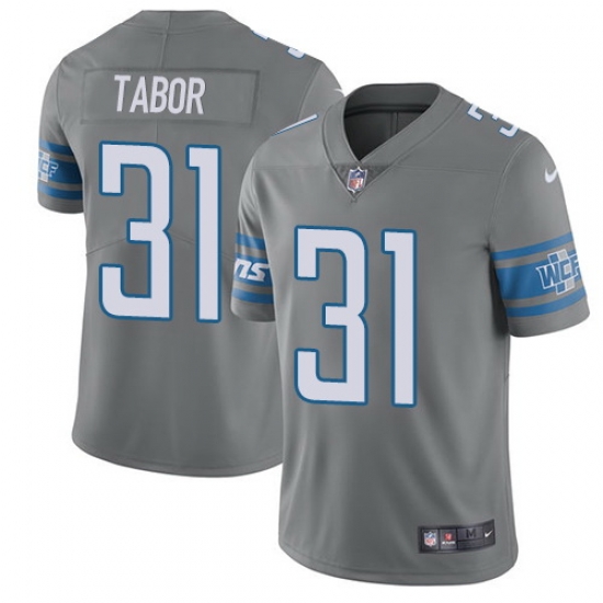 Nike Lions #31 Teez Tabor Gray Mens Stitched NFL Limited Rush Jersey Nike Lions #31 Teez Tabor Gray Mens Stitched NFL Limited Rush Jersey
