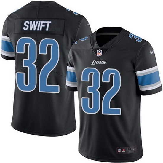 Nike Lions 32 D 27Andre Swift Black Men Stitched NFL Limited Rush Jersey Nike Lions 32 D 27Andre Swift Black Men Stitched NFL Limited Rush Jersey