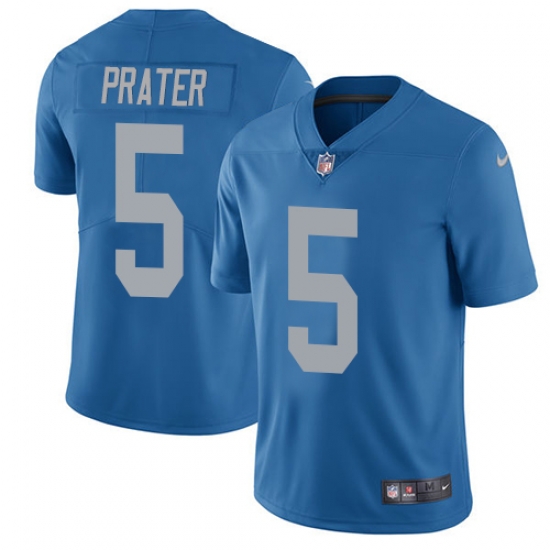 Nike Lions #5 Matt Prater Blue Throwback Mens Stitched NFL Vapor Untouchable Limited Jersey Nike Lions #5 Matt Prater Blue Throwback Mens Stitched NFL Vapor Untouchable Limited Jersey