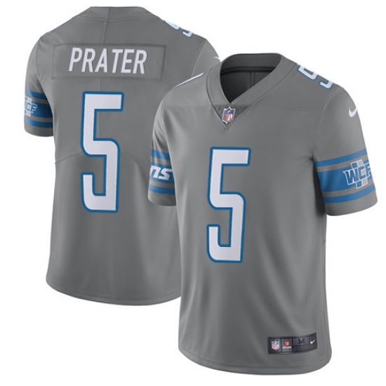 Nike Lions #5 Matt Prater Gray Mens Stitched NFL Limited Rush Jersey Nike Lions #5 Matt Prater Gray Mens Stitched NFL Limited Rush Jersey